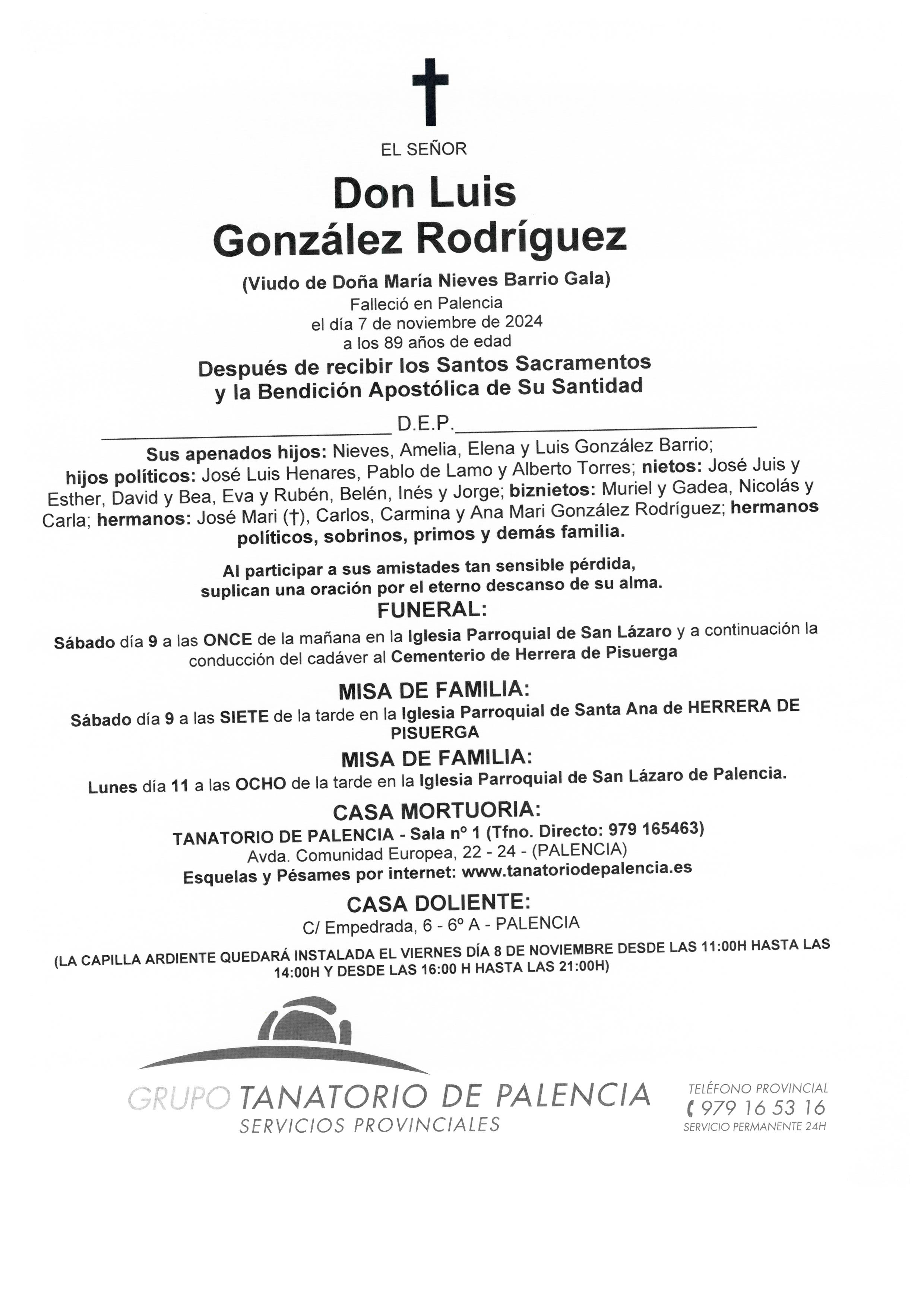 EL SEÑOR DON LUIS GONZÁLEZ RODRÍGUEZ